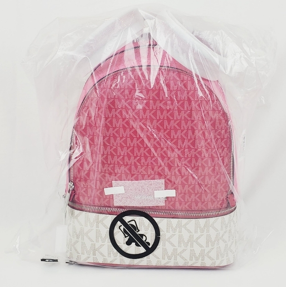 Michael Kors Rhea Medium Color-Block Signature Logo Backpack - Picture 3 of 13